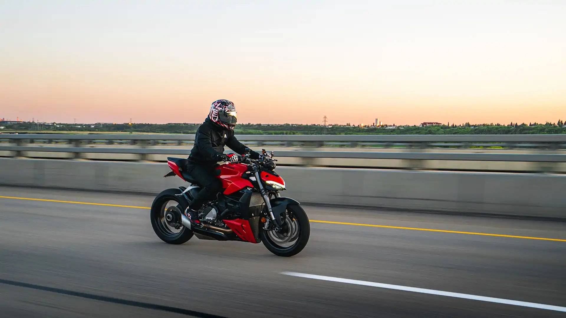 Red Ducati motorcycle.